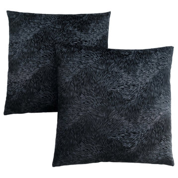 Pillows, Set Of 2, Accent, Sofa, Couch, Bedroom, Polyester, Black