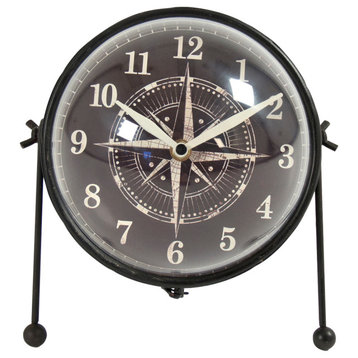 Round Iron Clock, Black, White