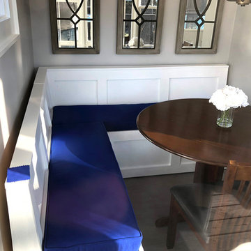 Stunning blue breakfast nook cushions