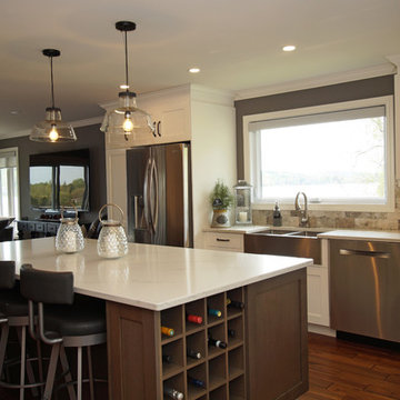 Two- Toned Kitchen, Grey and White is so Very Nice!
