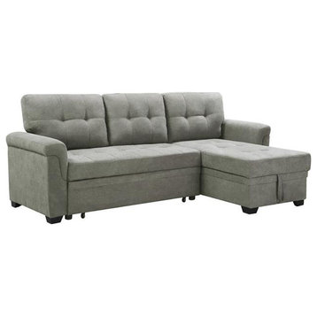 Lucca Light Gray Fabric Reversible Sectional Sleeper Sofa Chaise with Storage