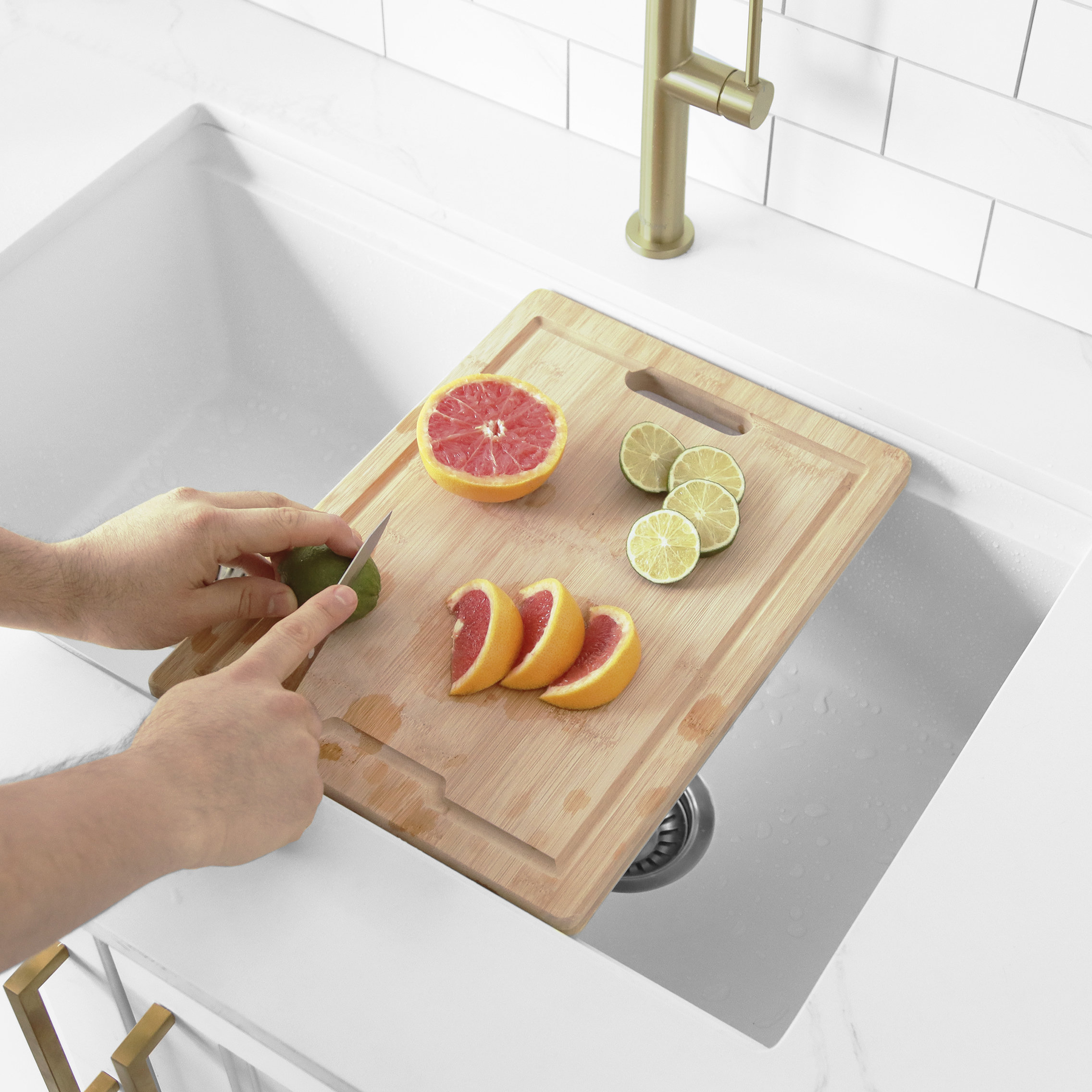 STYLISH 15 1/8" Bamboo Workstation Cutting Board