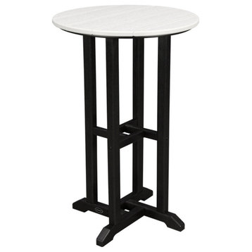Polywood Contempo 24" Round Counter Table, Black/White