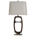 Stylecraft - Tignall 33" Table Lamp - Inspire some artistic flair to your decor with the Wood Bridge Silver table lamp. This transitional piece looks great in contemporary settings and has unique cutouts in the body. Complete with a rectangular shade, this table lamp is sure to please.