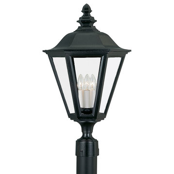 Sea Gull Brentwood 3-Light Outdoor Post Lantern 8231-12, Black