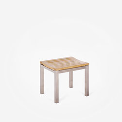 Wintons Teak abacus ss stool - Outdoor Footstools And Ottomans