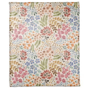 Bright Multi Floral 50"x60" Coral Fleece Blanket