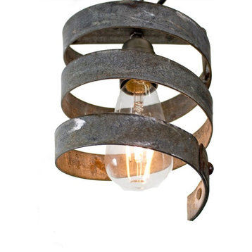 Wine Barrel Ring Pendant Light - Tohatra - Made from CA wine barrels, Black Pendant Cord