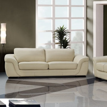 MODERN BEIGE LEATHER SOFA SET