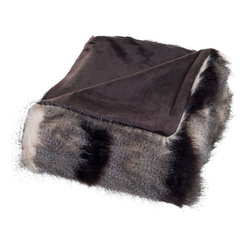 Brown Luxury Long Haired Striped Faux Fur Throw - Throws