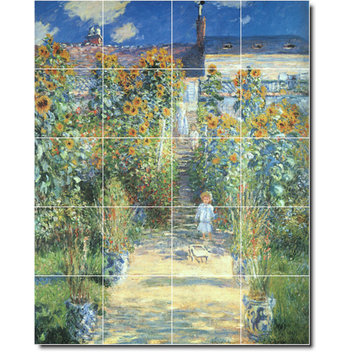 Claude Monet Garden Painting Ceramic Tile Mural #21, 17"x21.25"