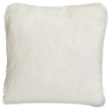 Bethany 20" Faux-Fur Throw Pillow - Ivory
