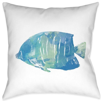 Laural Home Watercolor Fish II Outdoor Decorative Pillow, 20"x20"