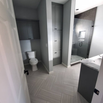 Contemporary Remodel Grey Bathroom