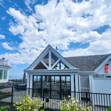 Gabled Post-and-Beam Cabana with Glass Walls Overlooking the Maine Coast