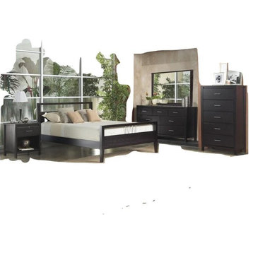 Napierd 5PC E King Platform Bed, 2 Nightstand, Dresser, Mirror Espresso