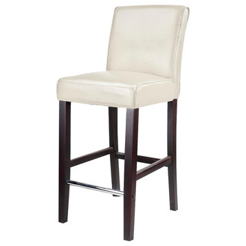 CorLiving Antonio Bar Height Barstool in White Bonded Leather