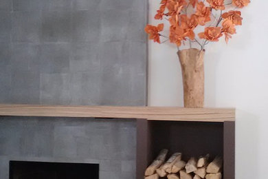 Living room - industrial living room idea in Minneapolis