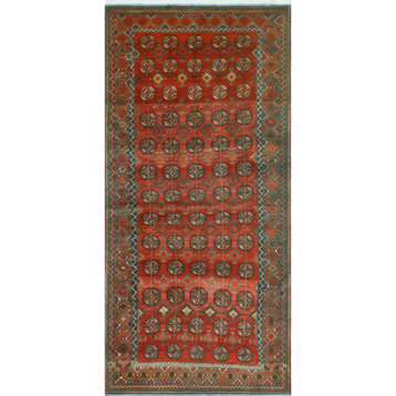 Vintage Distressed Cupere Red/Charcoal Runner, 4'7x9'10