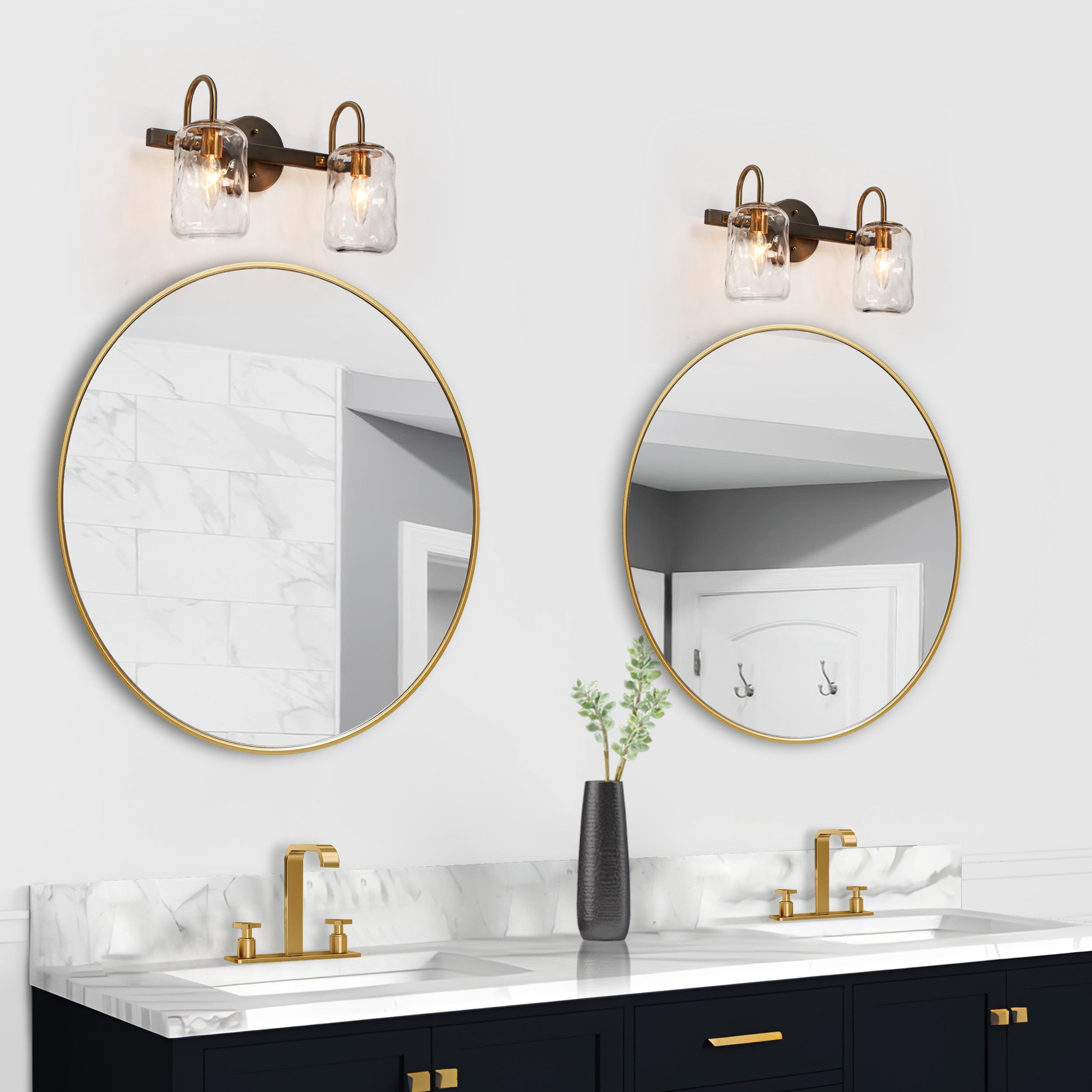 LALUZ 2Light Modern Black Gold Bathroom Vanity Light Transitional