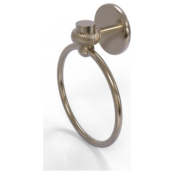 Satellite Orbit One Towel Ring With Twist Accent, Antique Pewter