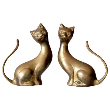 Consigned, Mid Century Brass Cats, 2-Piece Set