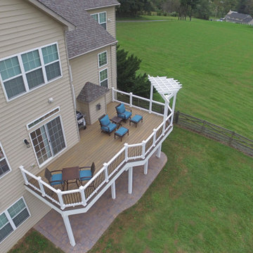 Custom TimberTech Tigerwood Deck with Pergola and Patio in Union Bridge MD