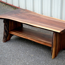 Live Edge Walnut Bench with Shelf - Accent And Storage Benches