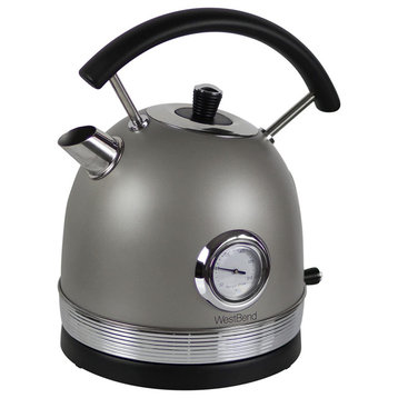 West Bend Electric Kettle Retro-Styled Stainless Steel 1500 Watts with Auto-Shu