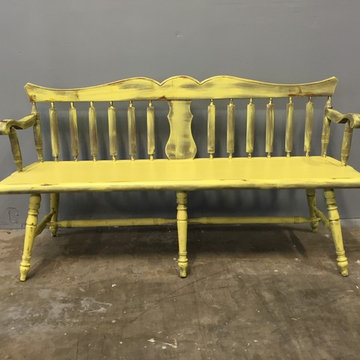 Shabby Restore finished yellow bench.