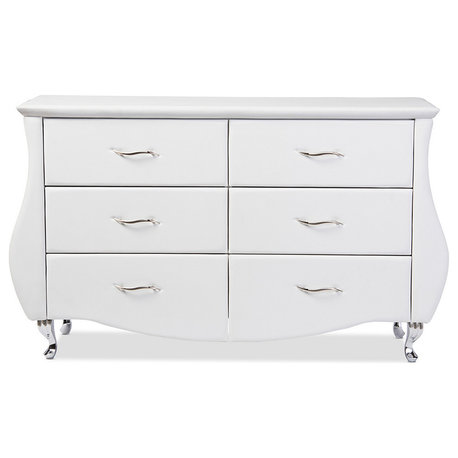 Urban Designs Enzo Modern and Contemporary White Faux Leather 6-Drawer Dresser