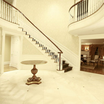 39 Round Gold Leaf Accented Pedestal Table (NSI 146) in Customer's Home