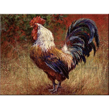 Tile Mural, Iron Gate Rooster Ii by Laurie Snow Hein