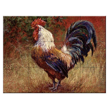 Tile Mural, Iron Gate Rooster Ii by Laurie Snow Hein