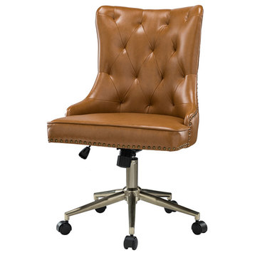 38.5" Swivel Task Chair With Tufted, Camel