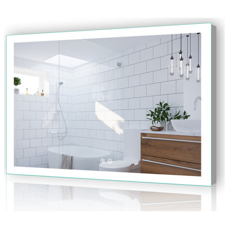 Vanity LED Lighted Backlit Wall Mounted Bathroom Mirror, 48x36", 2 Buttons