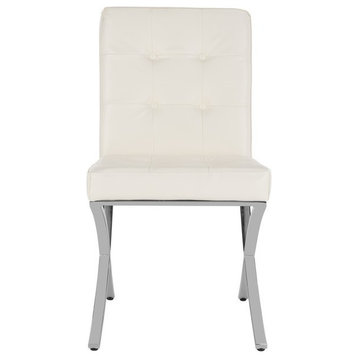 Slader Tufted Side Chair, White Chrome
