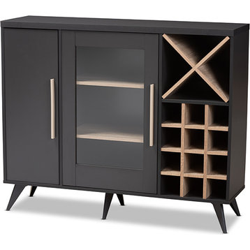 Pietro Wine Cabinet - Dark Gray, Oak Brown