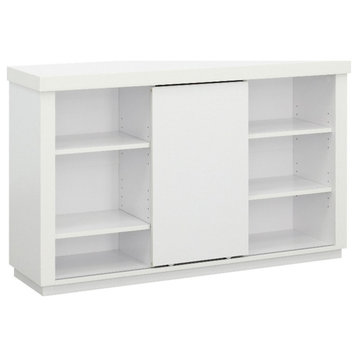 Pemberly Row Engineered Wood Bookcase with Door in White Finish