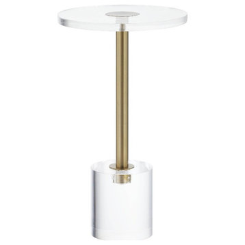 Plata Import Clear Plastic/Acrylic Martini End Table with Gold Accents