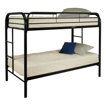 78"x41"x60" Twin Over Twin Black Metal Tube Bunk Bed