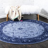 Unique Loom Blue La Jolla Floral 6' 0 x 6' 0 Round Rug