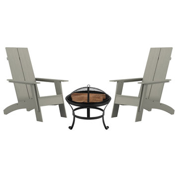 Flash Furniture Finn Pack of 2 Rockers/Fire Pit, Gray, JJ-C145092-202-GY-GG