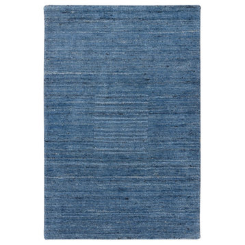 Denim Blue, Modern Design, All Wool Hand Loomed, Mat Oriental Rug, 2'0"x3'0"
