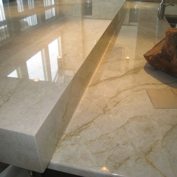 taj mahal quartzite mitered polygon island