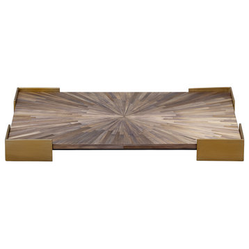 Palm Marquetry Tray - Grey