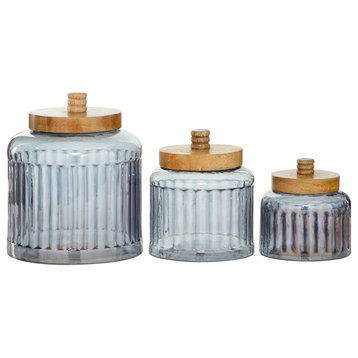 Farmhouse Gray Glass Decorative Jars Set 94981