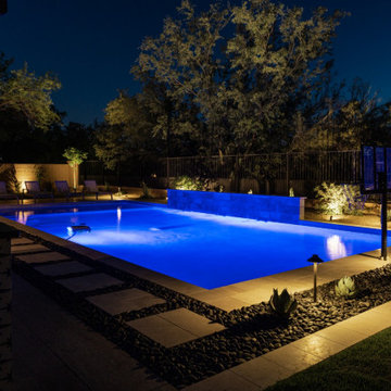 Modern Outdoor Living Design with  Pool & Fire Pit in Phoenix