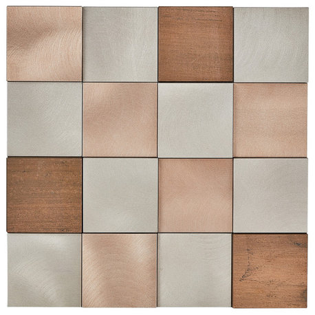 Mijas 11.97x11.97, Copper Peel-and-Stick Metal Mosaic Tile, Box of 11