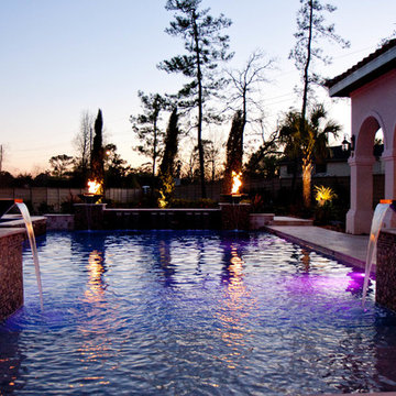 Multi-level Pool with Fire/Water Bowls
